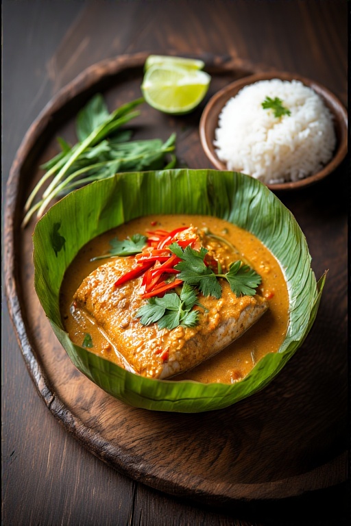 Fish Amok Curry Recipe – Authentic Cambodian Classic 3 Fish Amok Curry Recipe steamed in banana leaves, topped with red chili, kaffir lime, and served with jasmine rice.