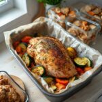Loaf pan chicken baked to golden perfection for easy meal prep