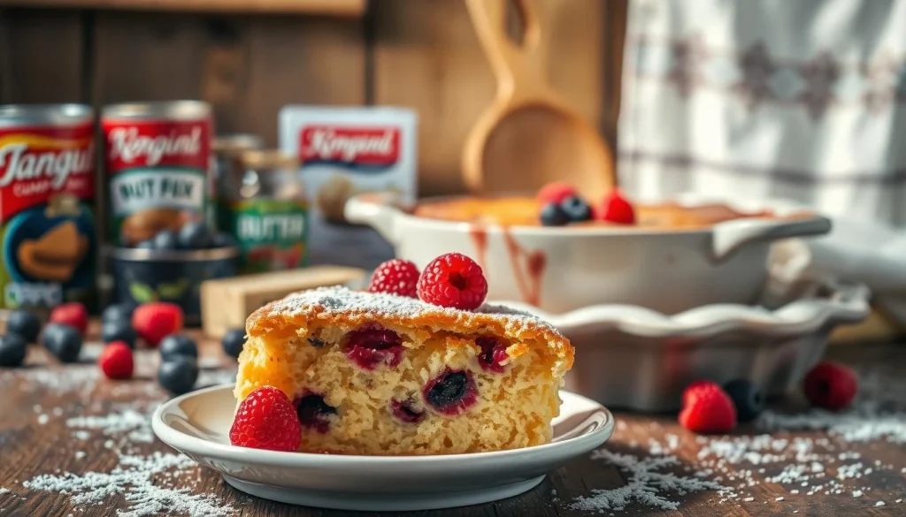 Dump Cake Recipe: Quick & Tasty Dessert 2 Easy cherry dump cake recipe with golden crust and gooey fruit filling in a baking dish